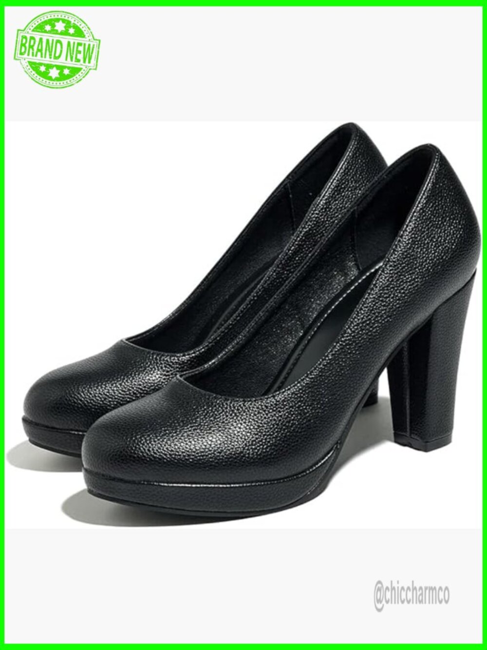Chunky Block Heel Dress Pumps - Round Toe High Heels
